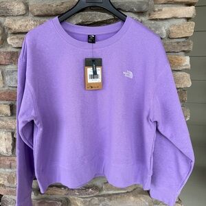 The North Face Purple Granite XL Crop Pullover Sweatshirt LS Logo NWT